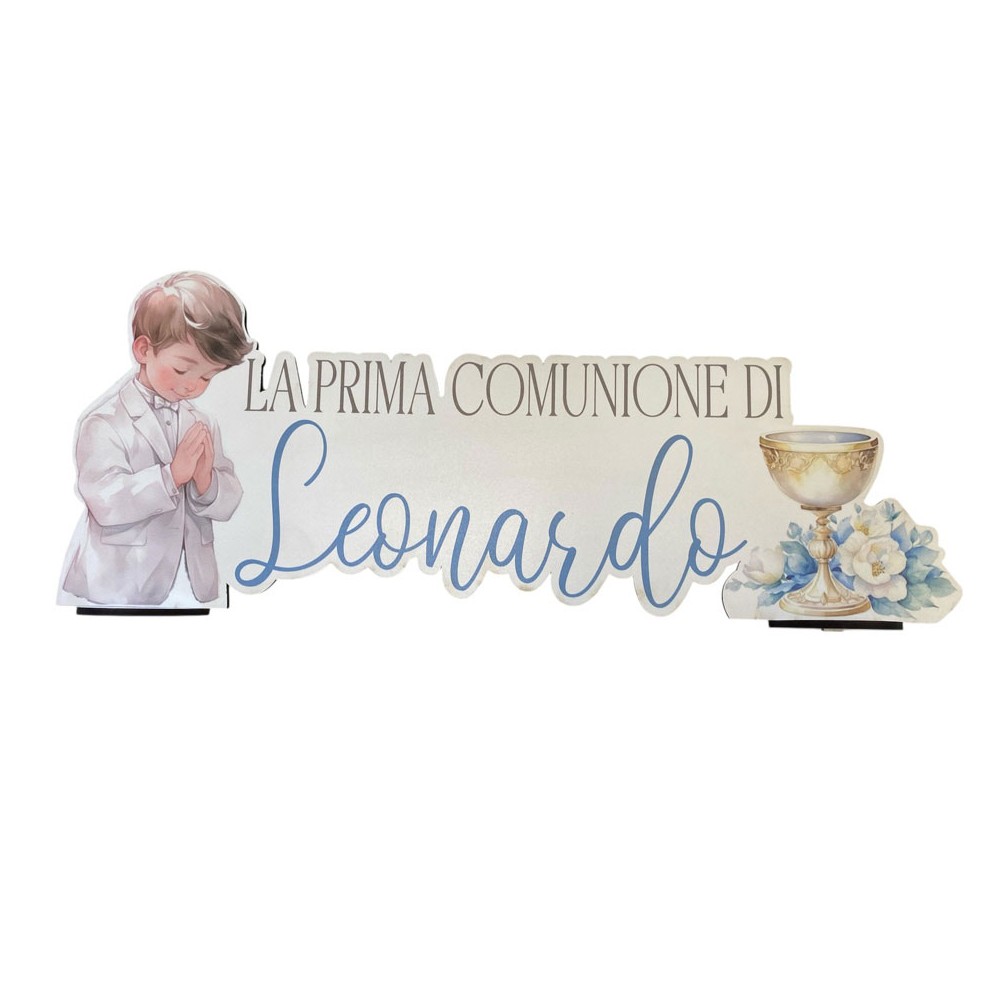 Scritta MDF prima comunione Romantic Boy personalizzabile
