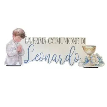 Scritta MDF prima comunione Romantic Boy personalizzabile