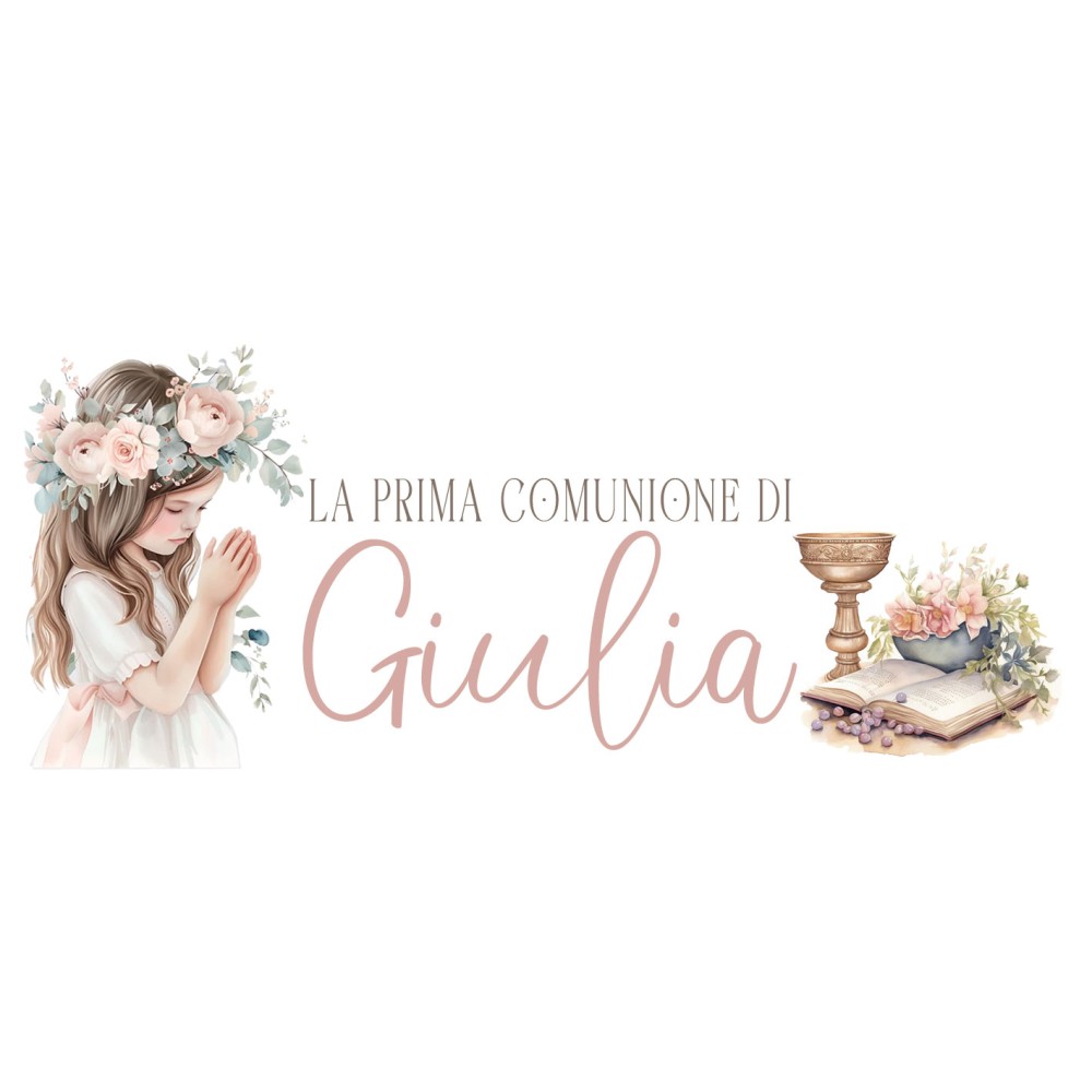 Scritta MDF prima comunione Romantic Girl personalizzabile