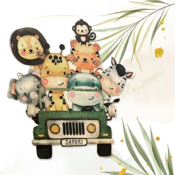 Sagoma in MDF Animali della giungla Safari - 85 cm con supporto