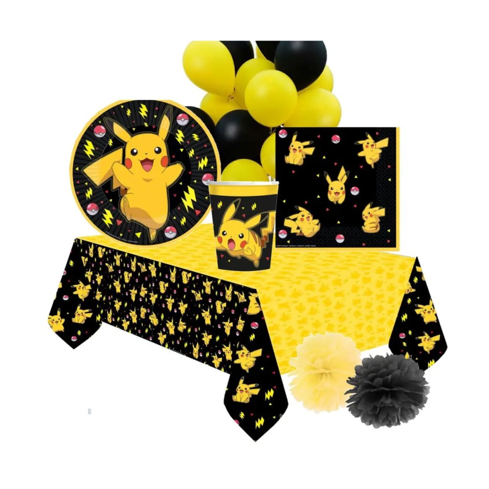 KIT N.59 POKEMON - COORDINATO TAVOLA PER COMPLEANNO DI 40 PERSONE