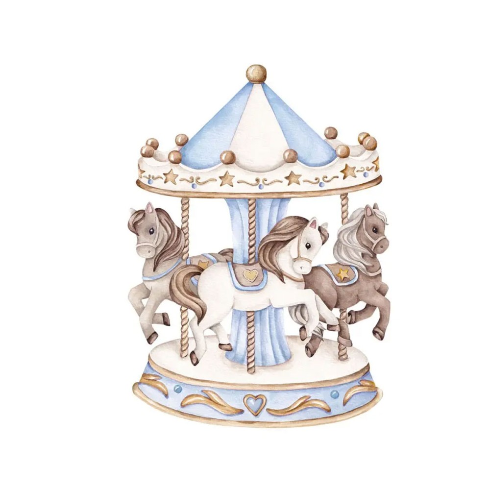 Sagoma in MDF Giostrina carousel celeste - 85 cm con supporto