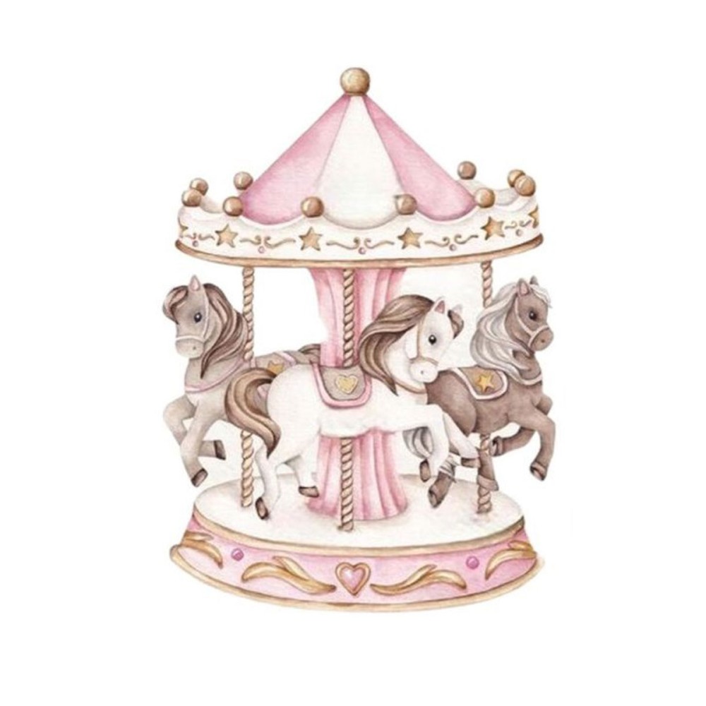Sagoma in MDF Giostrina carousel rosa - 85 cm con supporto