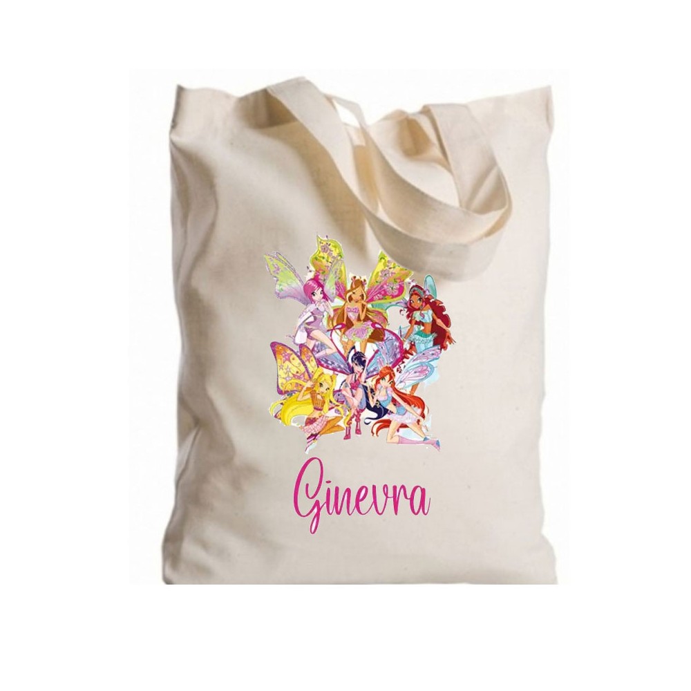 Borsa Shopper Winx in Tessuto Personalizzabile 2 pz