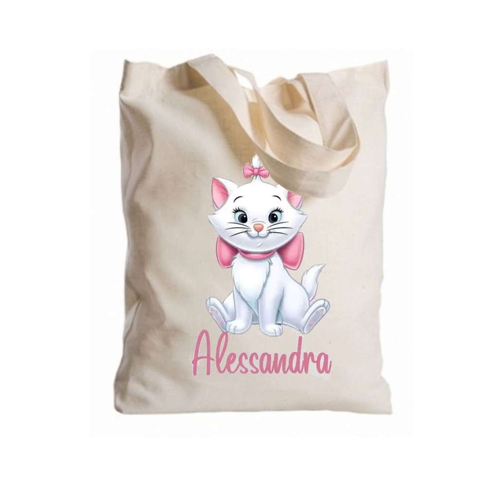 Borsa Shopper Minù Aristogatti in Tessuto Personalizzabile 2 pz
