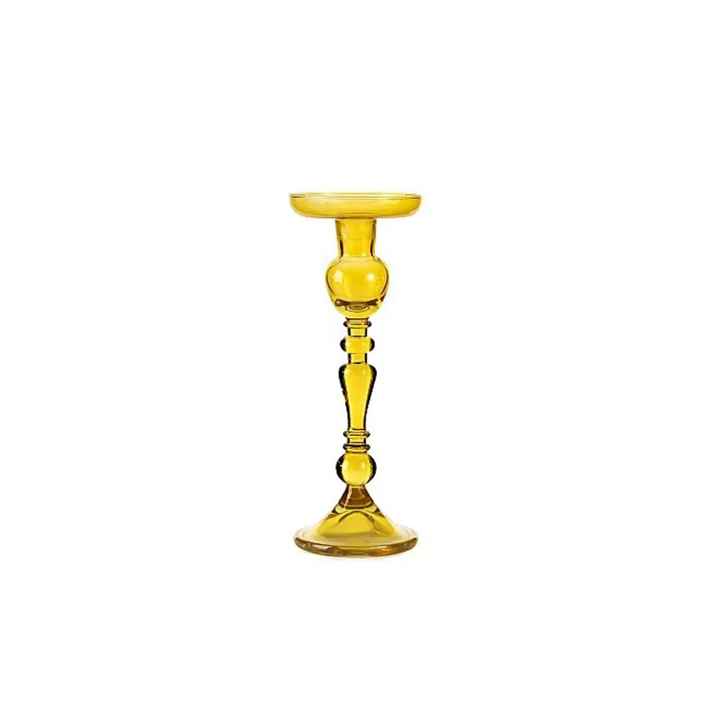Porta candela in vetro ambra scuro  h 24 cm di 9 cm A49/24L22