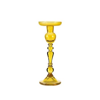 Porta candela in vetro ambra scuro  h 24 cm di 9 cm A49/24L22