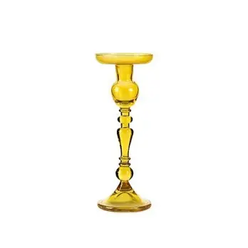 Porta candela in vetro ambra scuro  h 24 cm di 9 cm A49/24L22