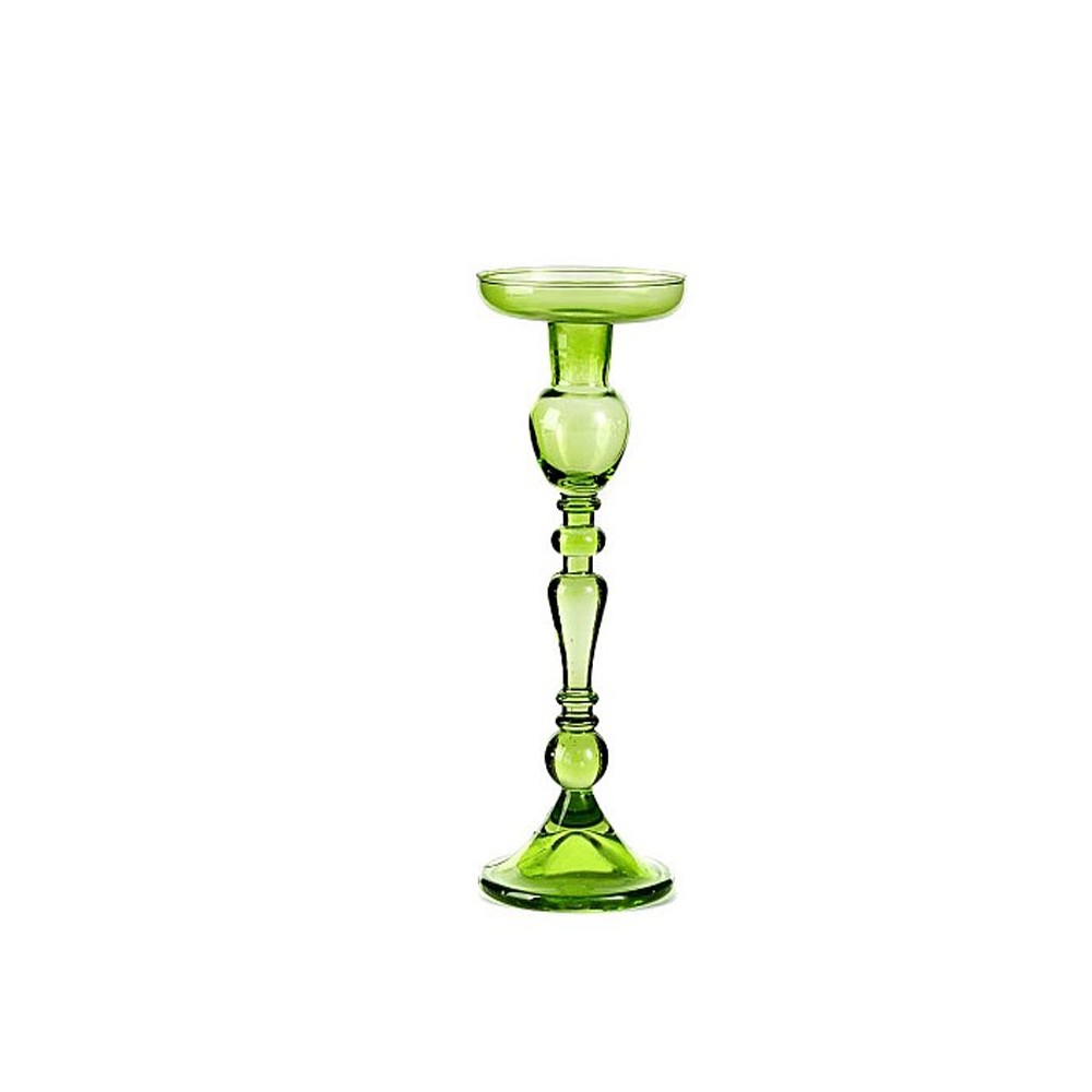 Porta candela in vetro verde mela  h 24 cm di 9 cm A49/24L68