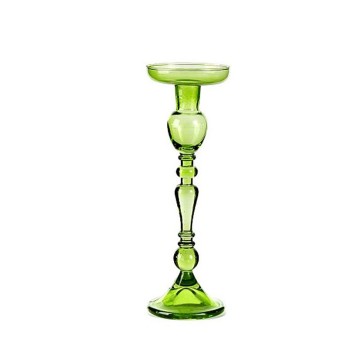 Porta candela in vetro verde mela  h 24 cm di 9 cm A49/24L68