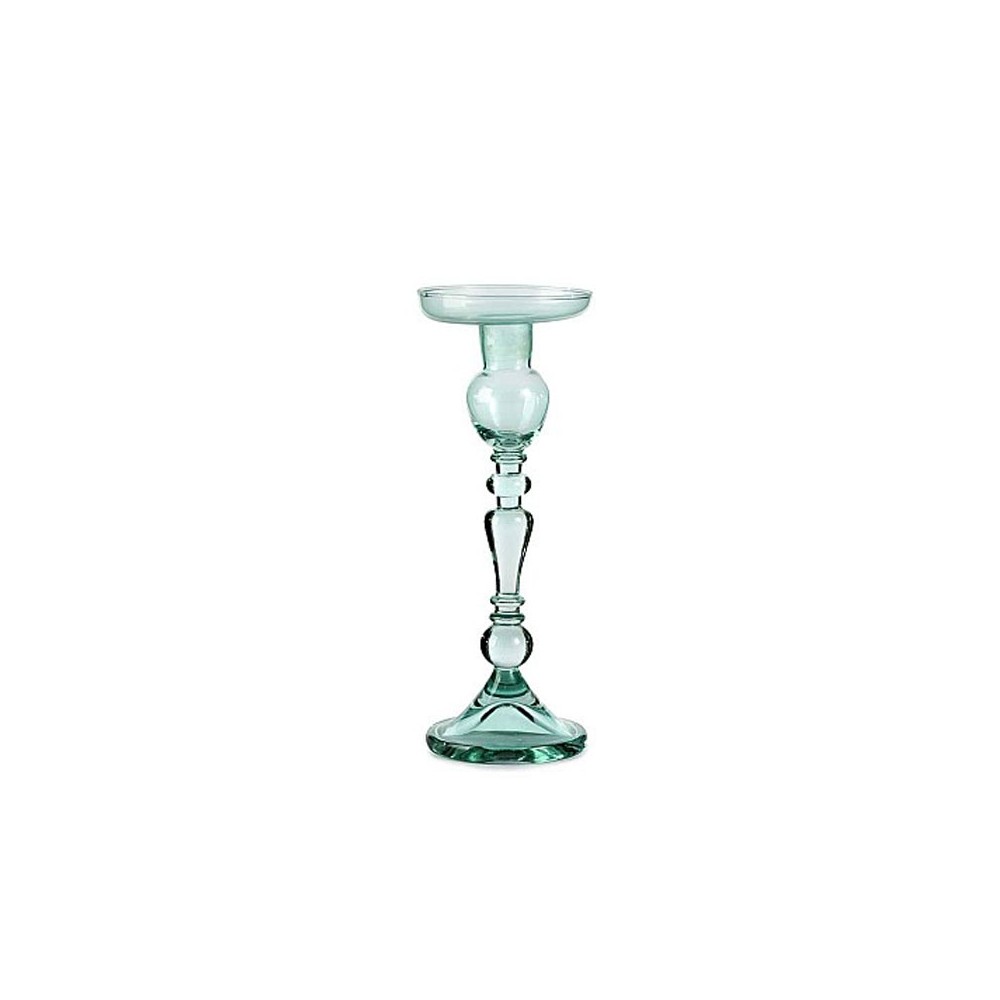 Porta candela in vetro verde tiffany  h 24 cm di 9 cm A49/24L11