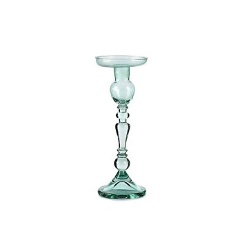 Porta candela in vetro verde tiffany  h 24 cm di 9 cm A49/24L11