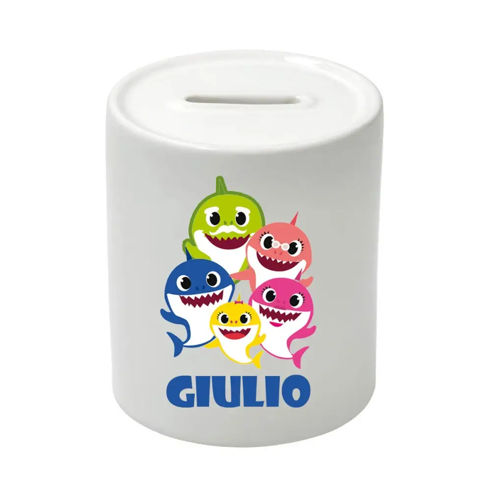 Salvadanaio in Ceramica Baby Shark personalizzabile