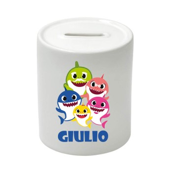 Salvadanaio in Ceramica Baby Shark personalizzabile