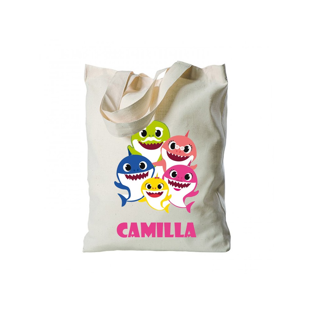 Borsa Shopper Baby Shark in Tessuto Personalizzabile 2 pz