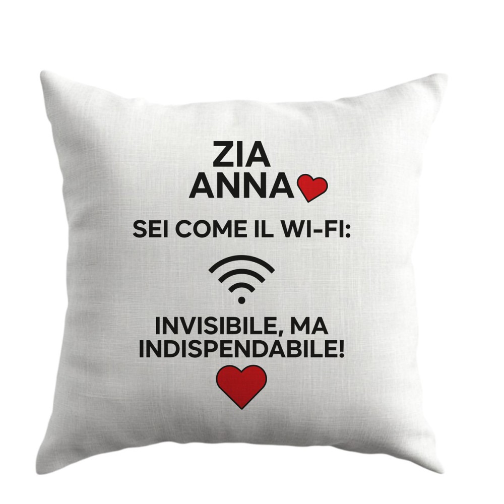 Cuscino regalo frase Wifi per la Zia personalizzabile - 1 pz