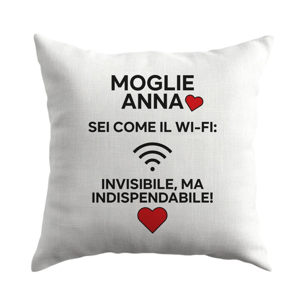 Cuscino regalo famiglia "Sei come il Wi-Fi" personalizzabile - 1 pz