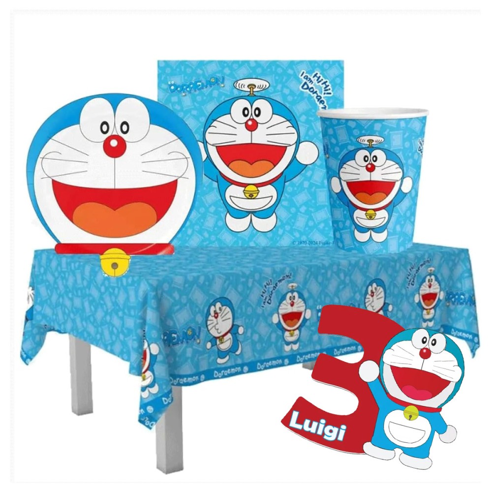 Kit 8 persone Doraemon con sagoma in polistirolo personalizzbile