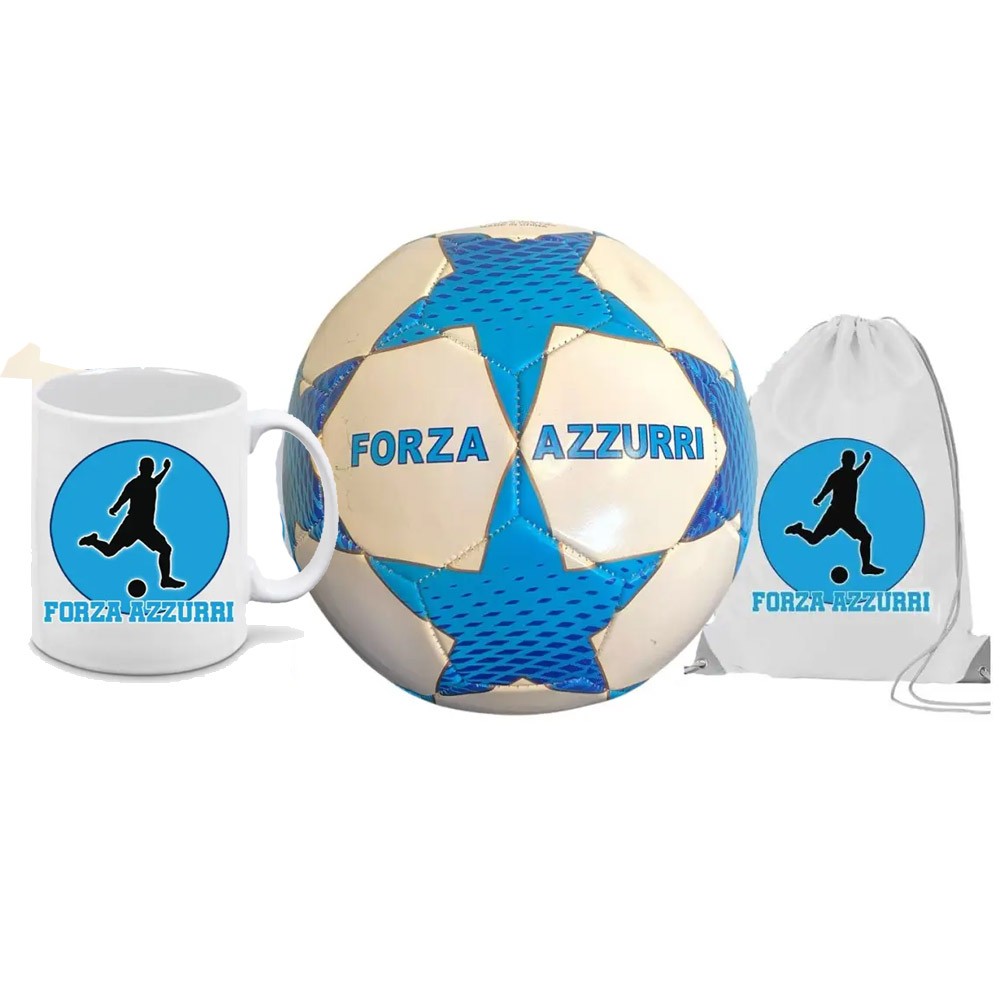 Pallone Napoli FORZA AZZURRI n.5 + borraccia e tazza