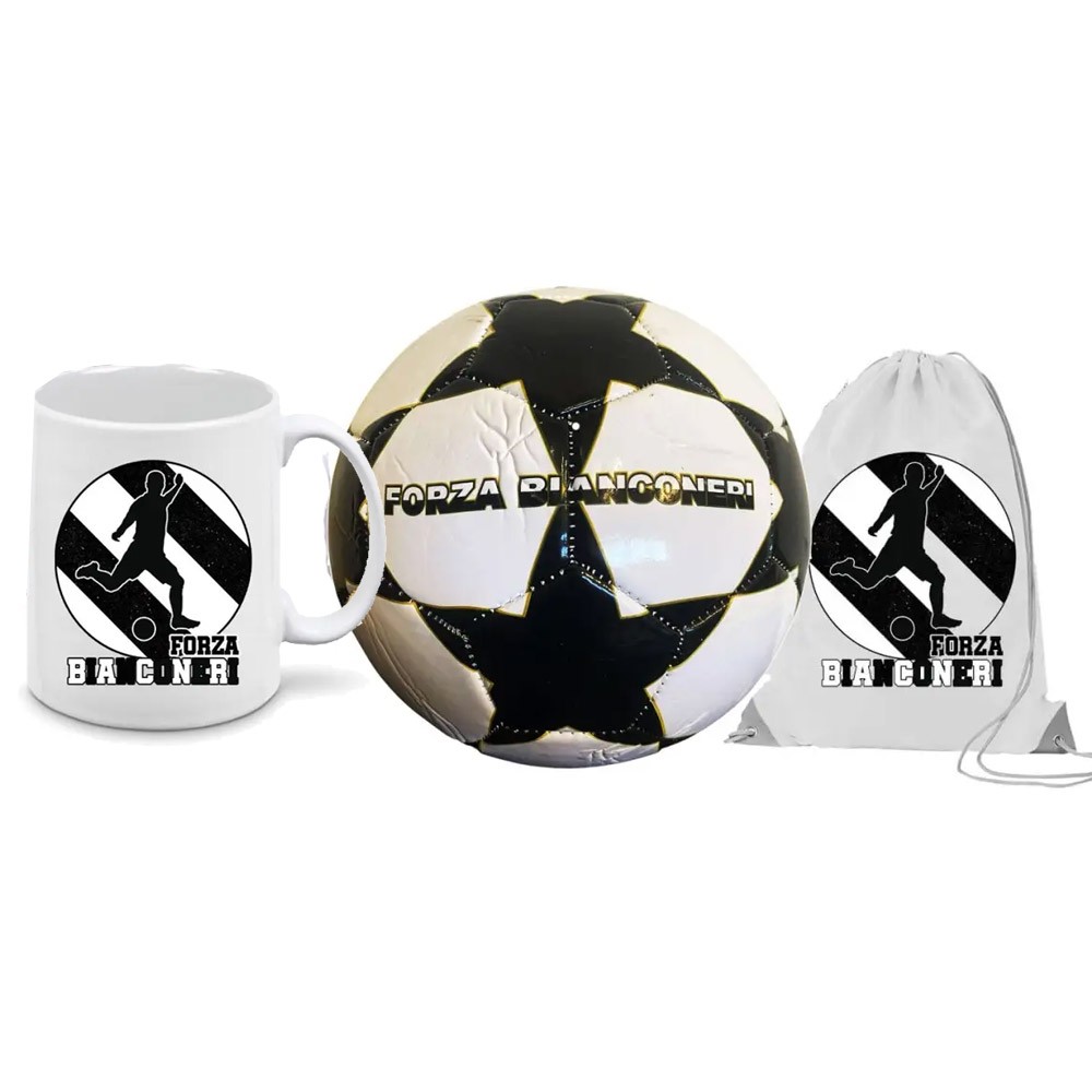 Pallone Juventus forza bianconeri n.5 + tazza e sacca