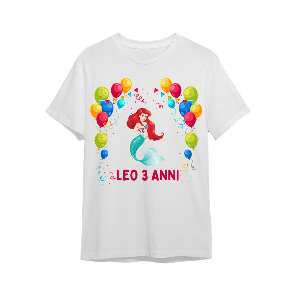 Maglietta personalizzata per festa compleanno Sirenetta Ariel