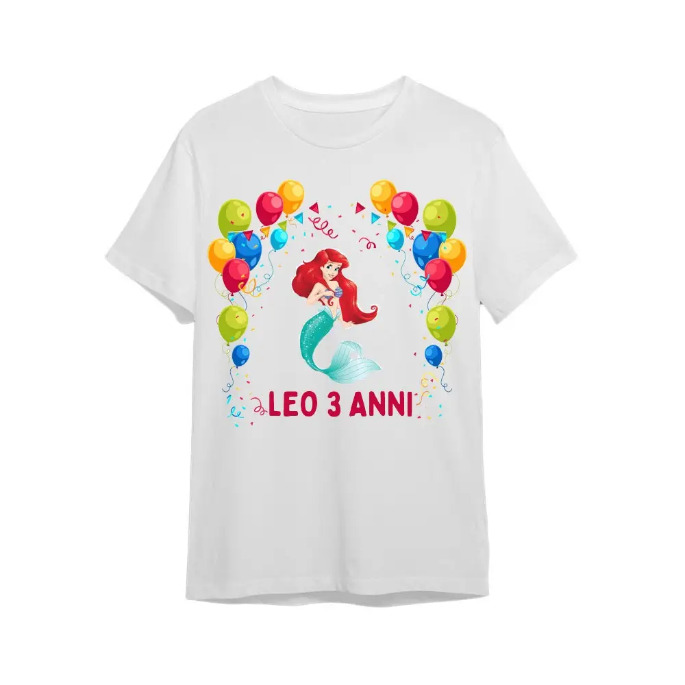 Maglietta personalizzata per festa compleanno Sirenetta Ariel