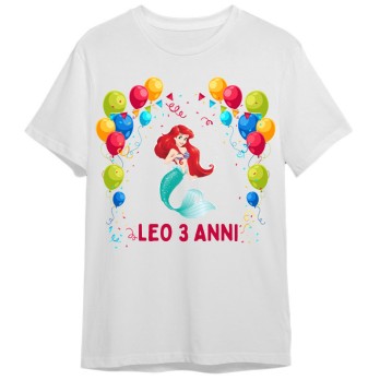 Maglietta personalizzata per festa compleanno Sirenetta Ariel