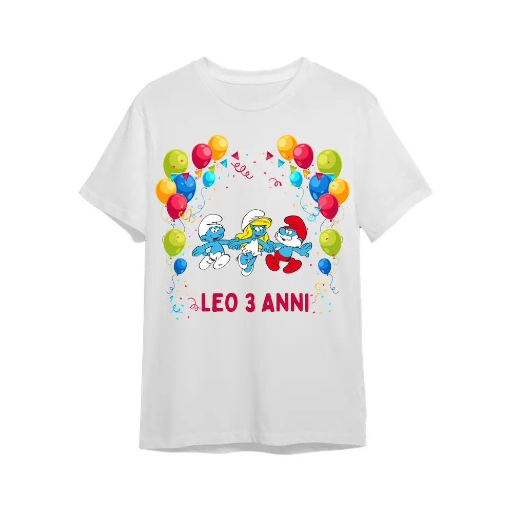 Maglietta personalizzata per festa compleanno Puffi