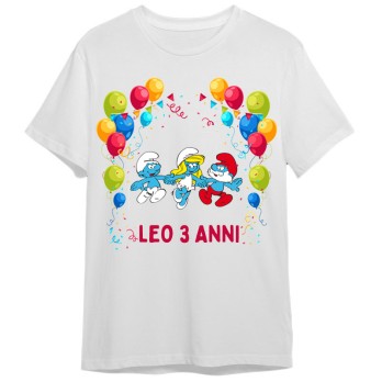 Maglietta personalizzata per festa compleanno Puffi