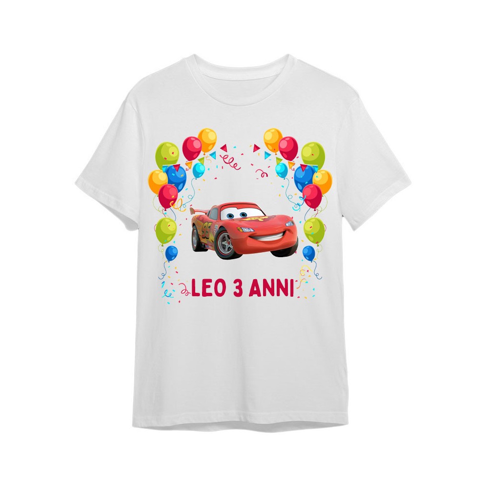 Maglietta personalizzata per festa compleanno Cars