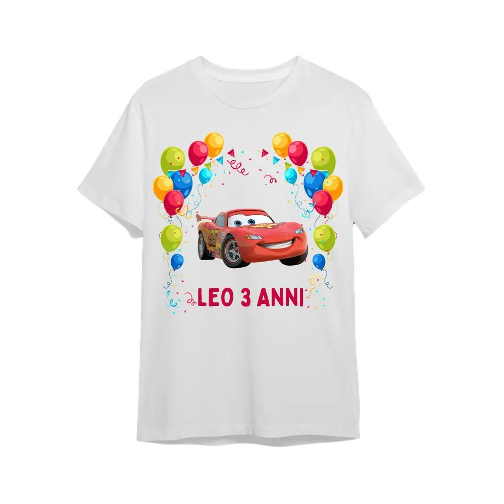 Maglietta personalizzata per festa compleanno Cars