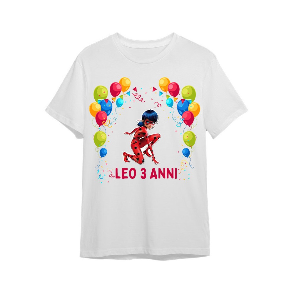 Maglietta personalizzata per festa compleanno Ladybug Miraculus