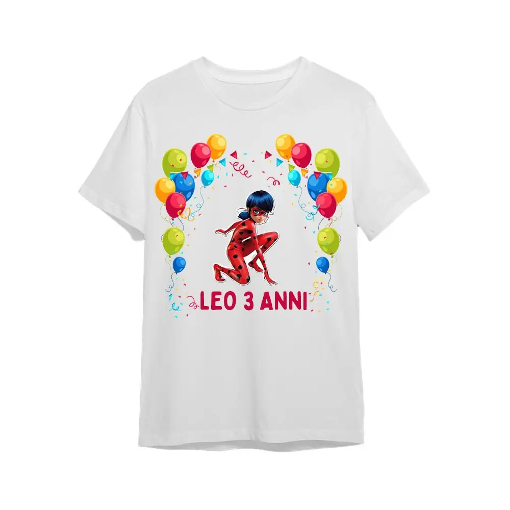 Maglietta personalizzata per festa compleanno Ladybug Miraculus