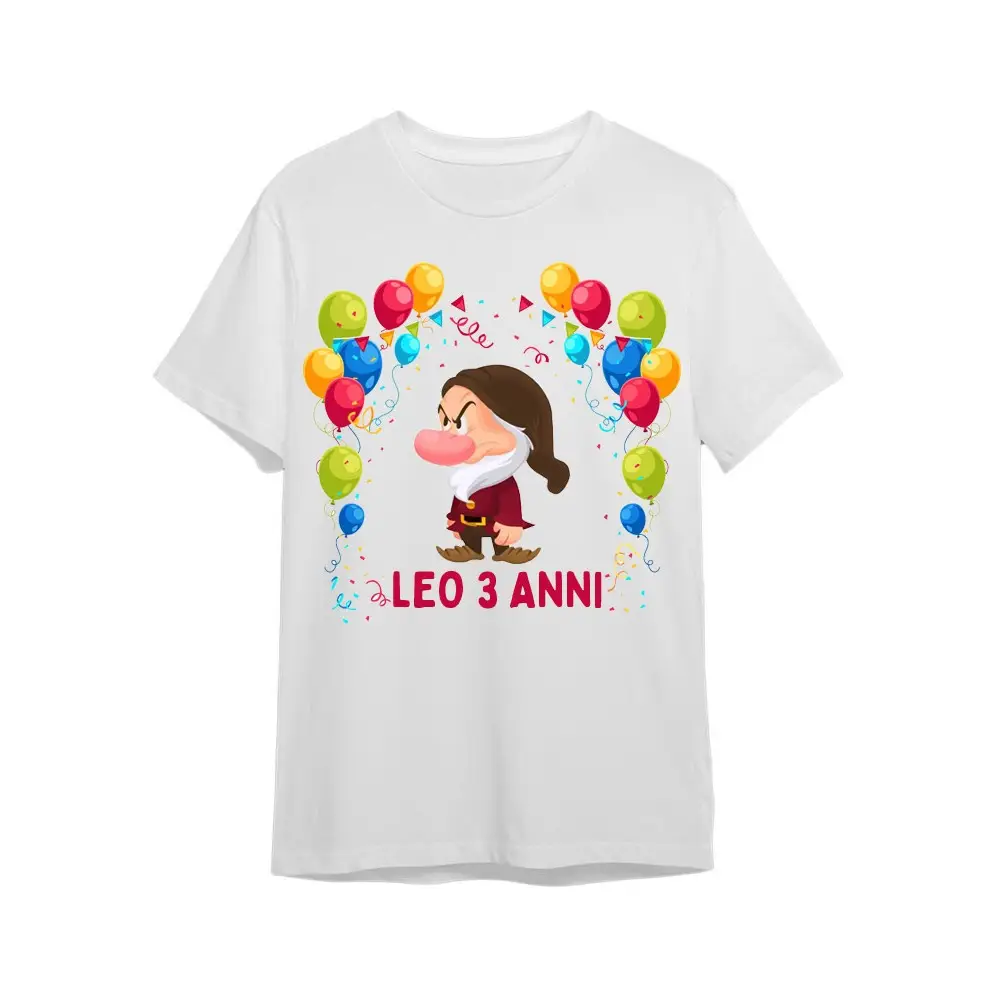 Maglietta personalizzata per festa compleanno Brontolo