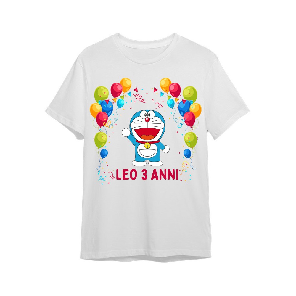 Maglietta personalizzata per festa compleanno Doraemon