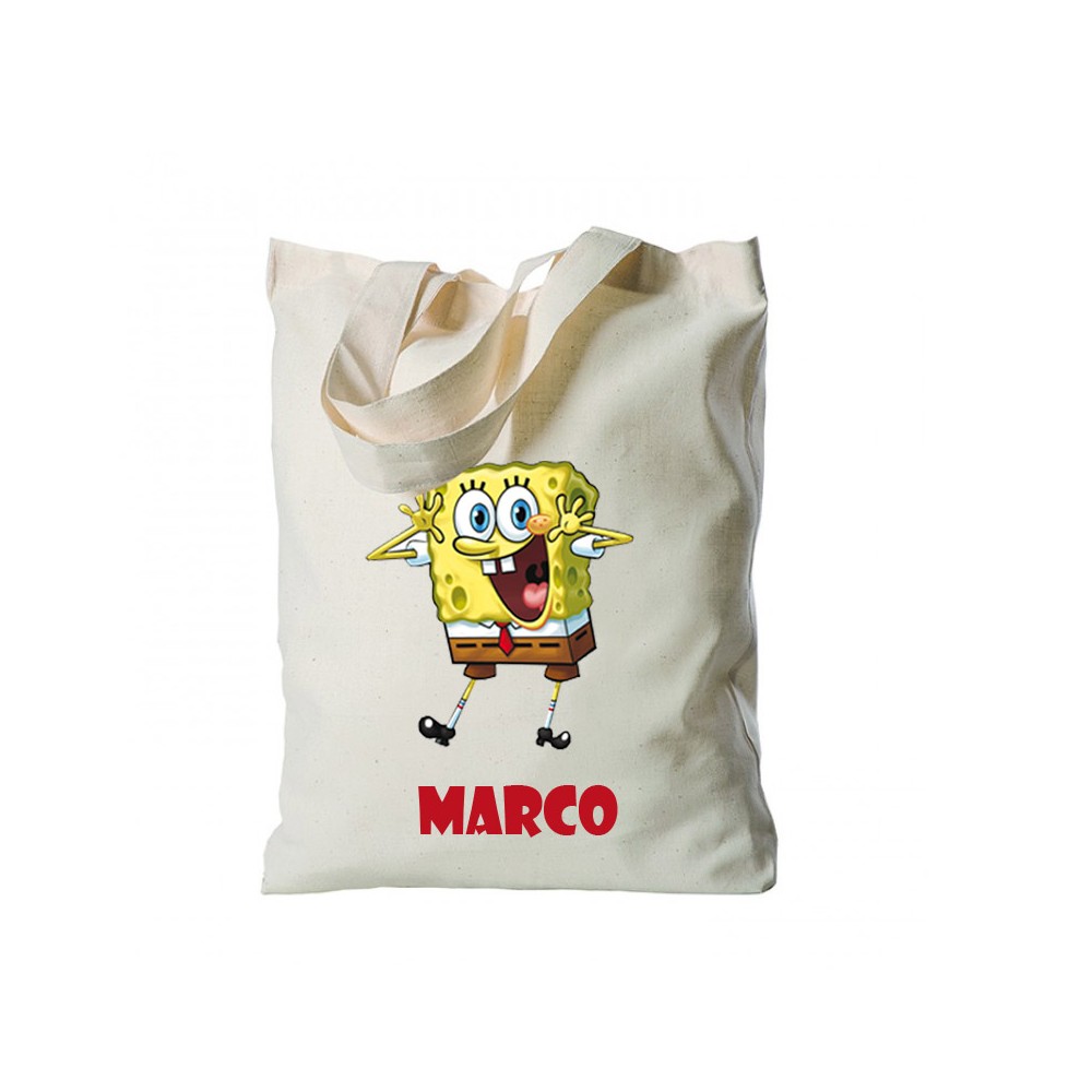 Borsa Shopper Spongebob in Tessuto Personalizzabile 2 pz