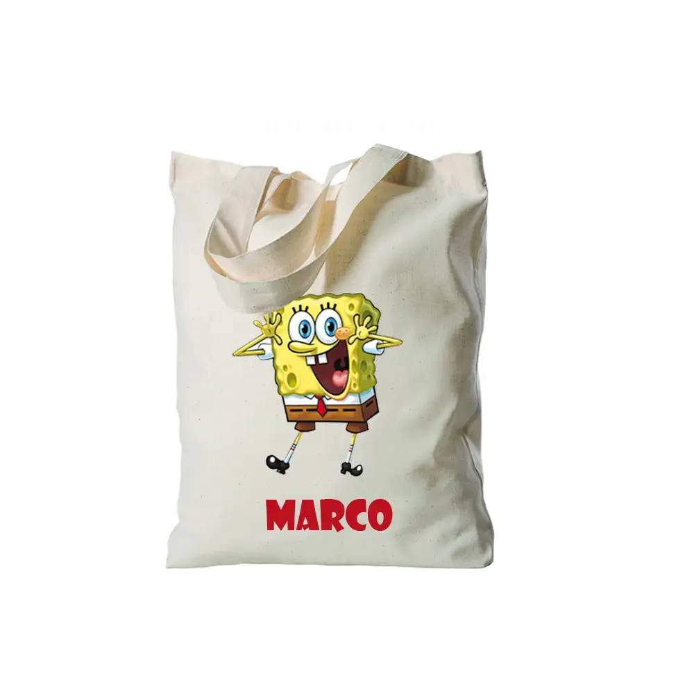 Borsa Shopper Spongebob in Tessuto Personalizzabile 2 pz