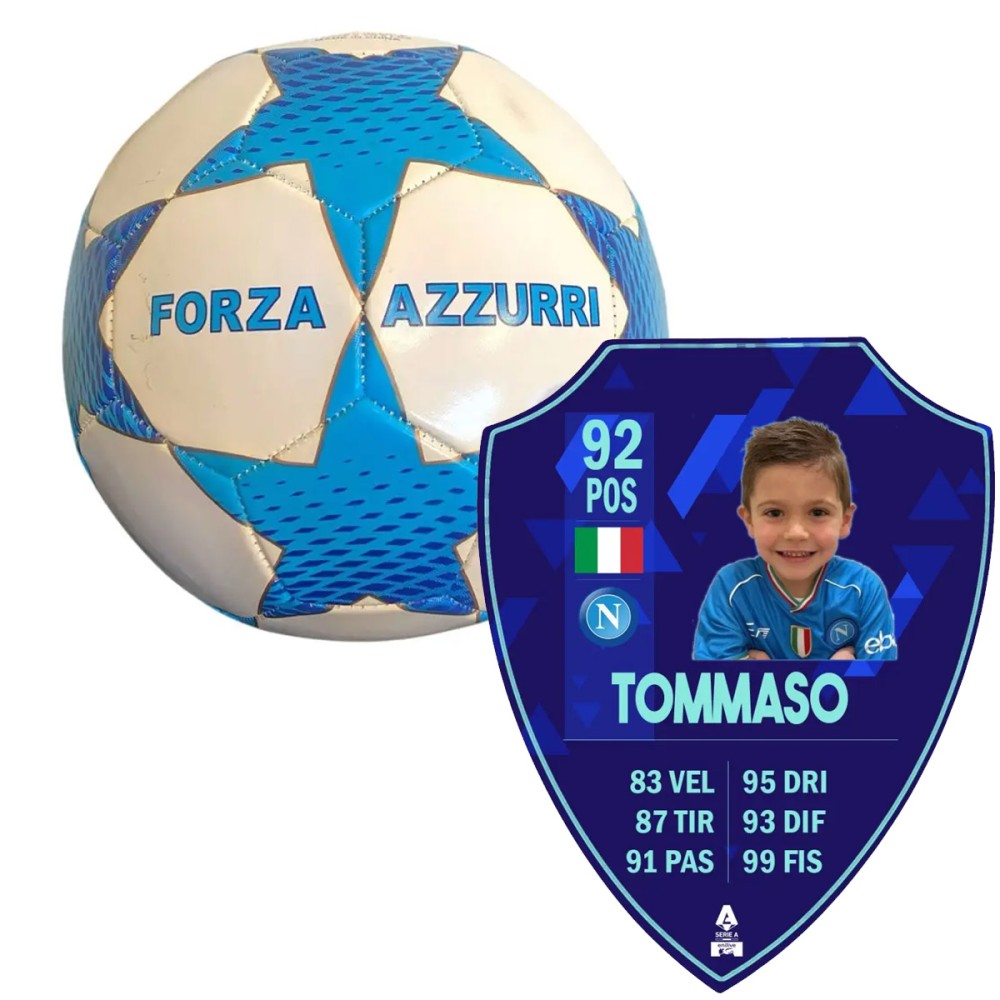 Pallone calcio + Carta FUT TOTS personalizzata Napoli FIFA scudetto