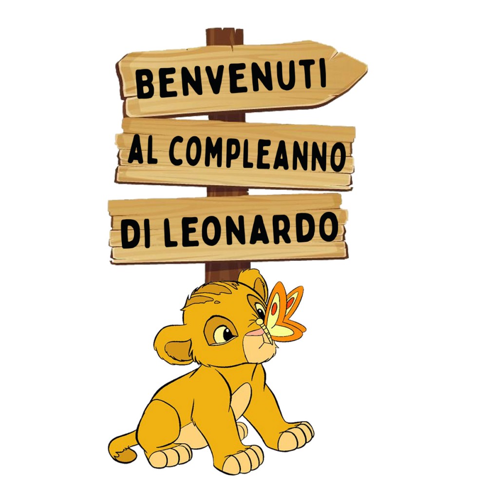 Sagoma in MDF Simba Re Leone con frecce - 85 cm con supporto