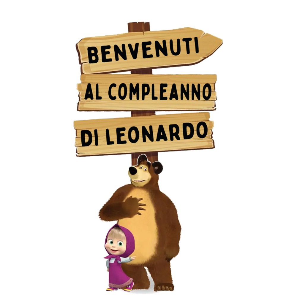 Sagoma in MDF Masha e Orso con frecce - 85 cm con supporto