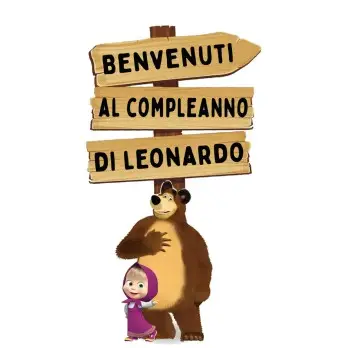 Sagoma decorativa in legno Masha e Orso con frecce personalizzabili - 85 cm
