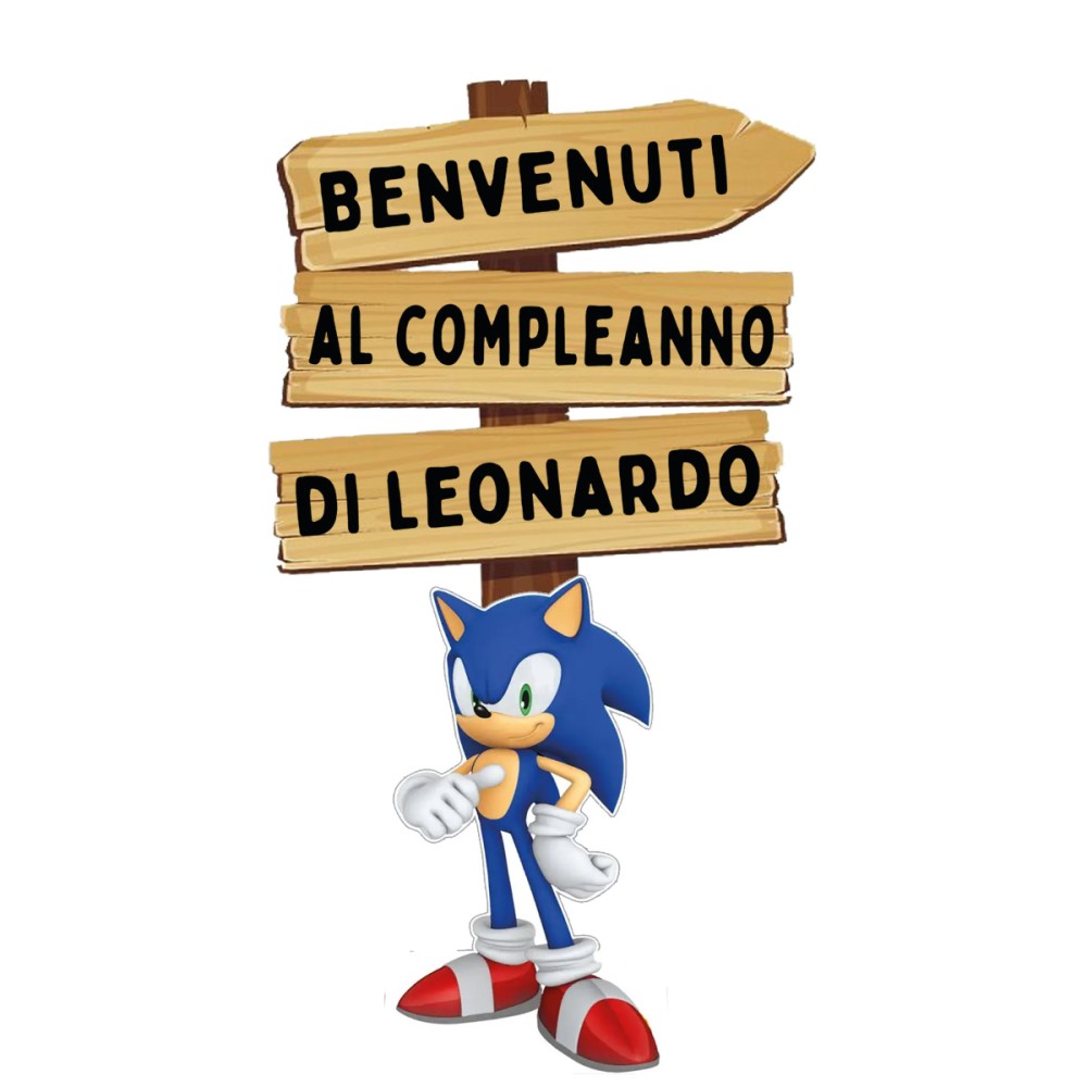 Sagoma in MDF Sonic con frecce - 85 cm con supporto