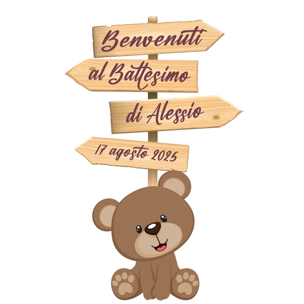 Sagoma in MDF Orsetto con frecce - 85 cm con supporto