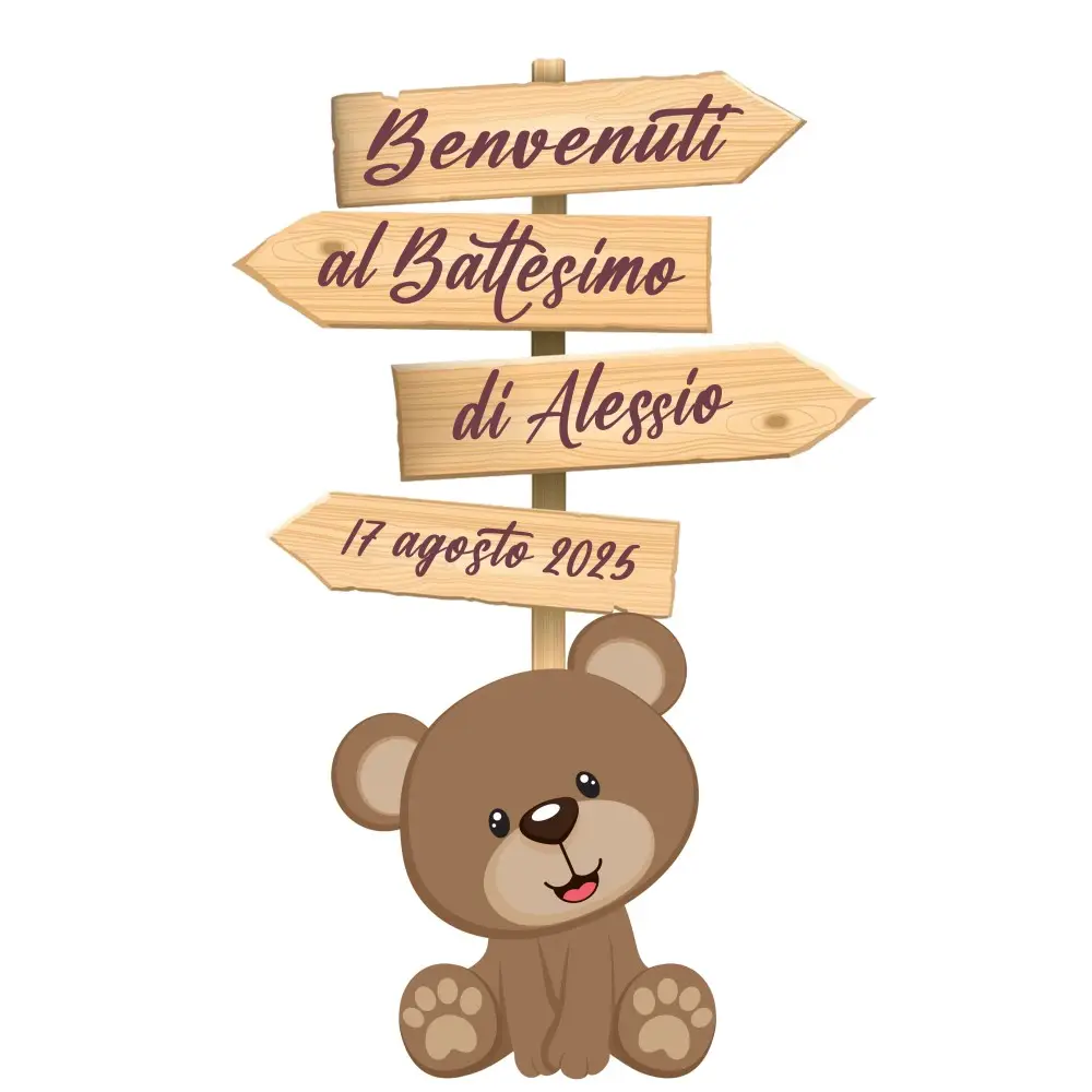 Sagoma in MDF Orsetto con frecce - 85 cm con supporto