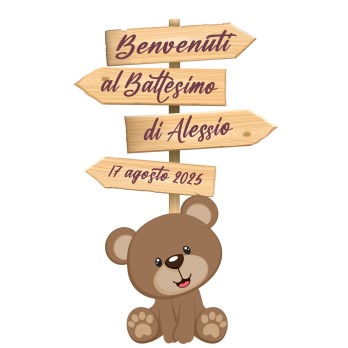 Sagoma in MDF Orsetto con frecce - 85 cm con supporto