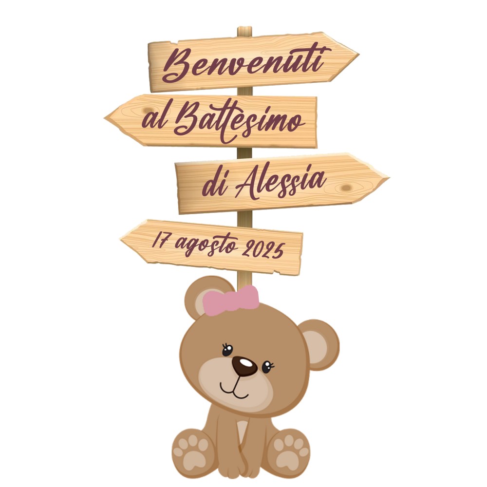 Sagoma in MDF Orsetta con frecce - 85 cm con supporto