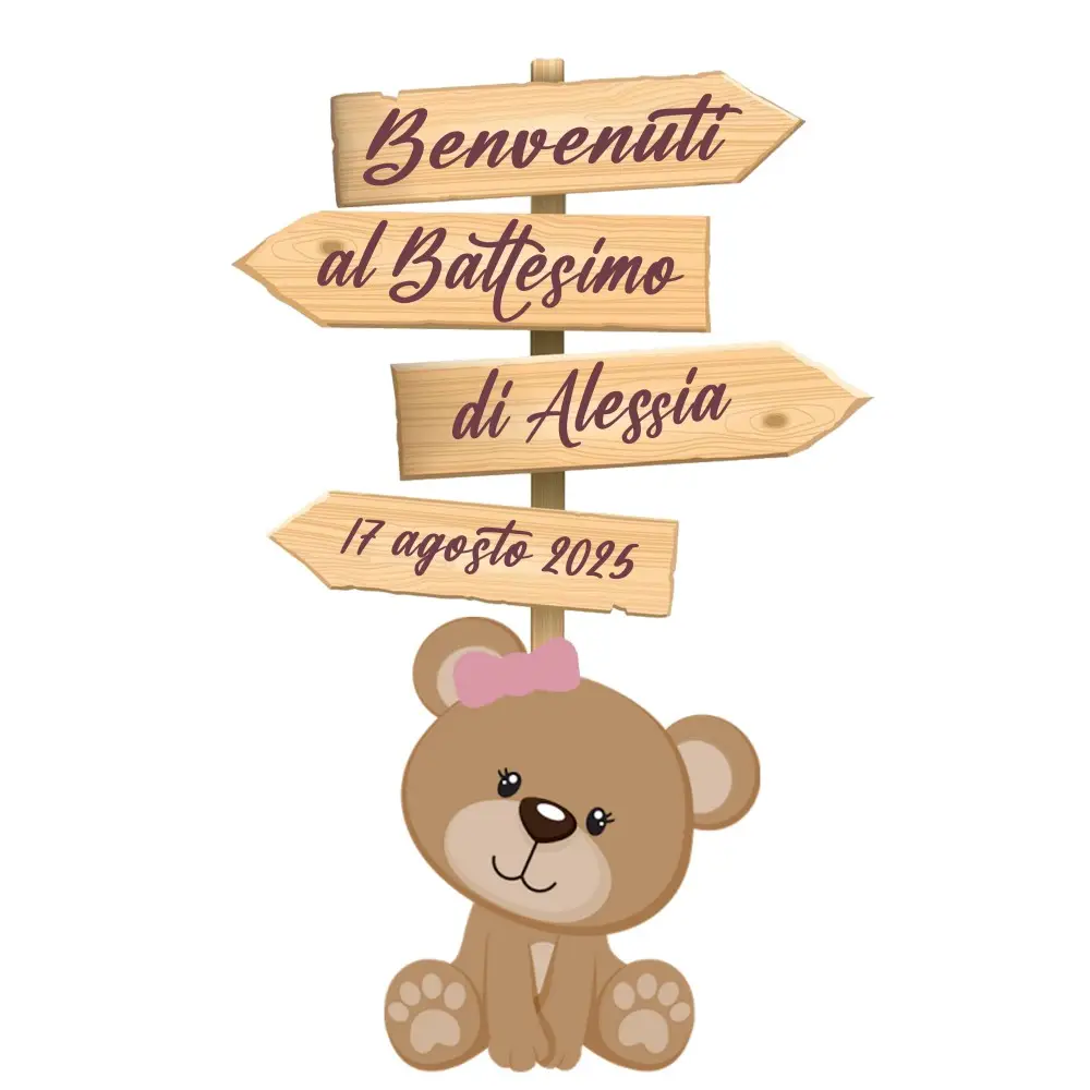 Sagoma in MDF Orsetta con frecce - 85 cm con supporto