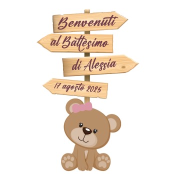 Sagoma in MDF Orsetta con frecce - 85 cm con supporto