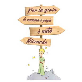 Sagoma in MDF nascita Piccolo Principe con frecce - 85 cm con supporto