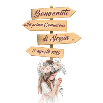 Sagoma in MDF Comunione Romantic girl con frecce - 85 cm con supporto